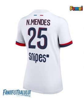 Paris Saint-Germain Nuno Mendes #25 Tricou Fotbal Replică 2025-26 Femei Deplasare